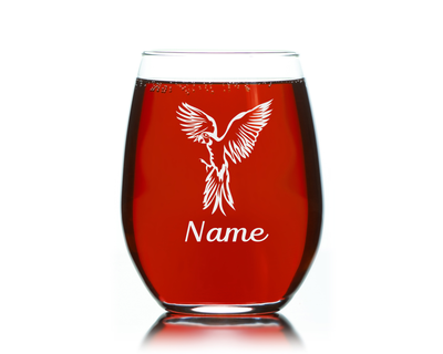 Parrot with Name 17 oz.  Custom Stemless Wine Glass - Personalized Parrot Themed Gift for Women and Men