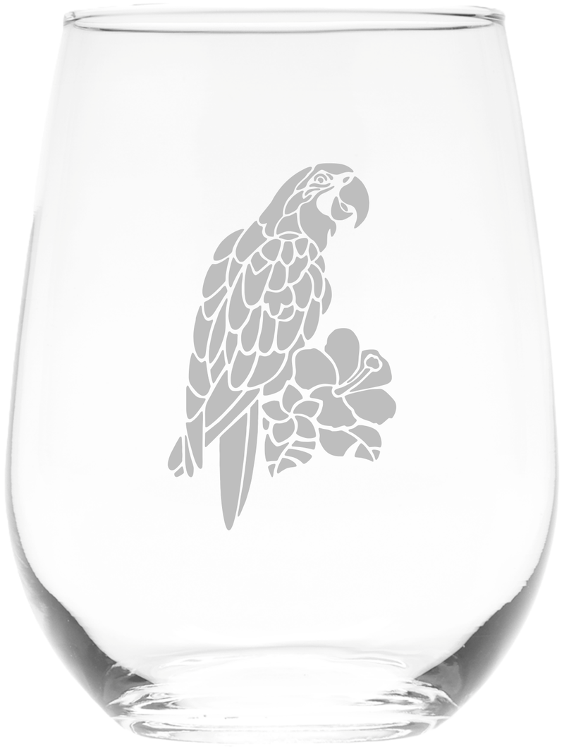 Parrot Stemless Wine Glass - Parrot Themed Gift for Women and Men -  17 oz.