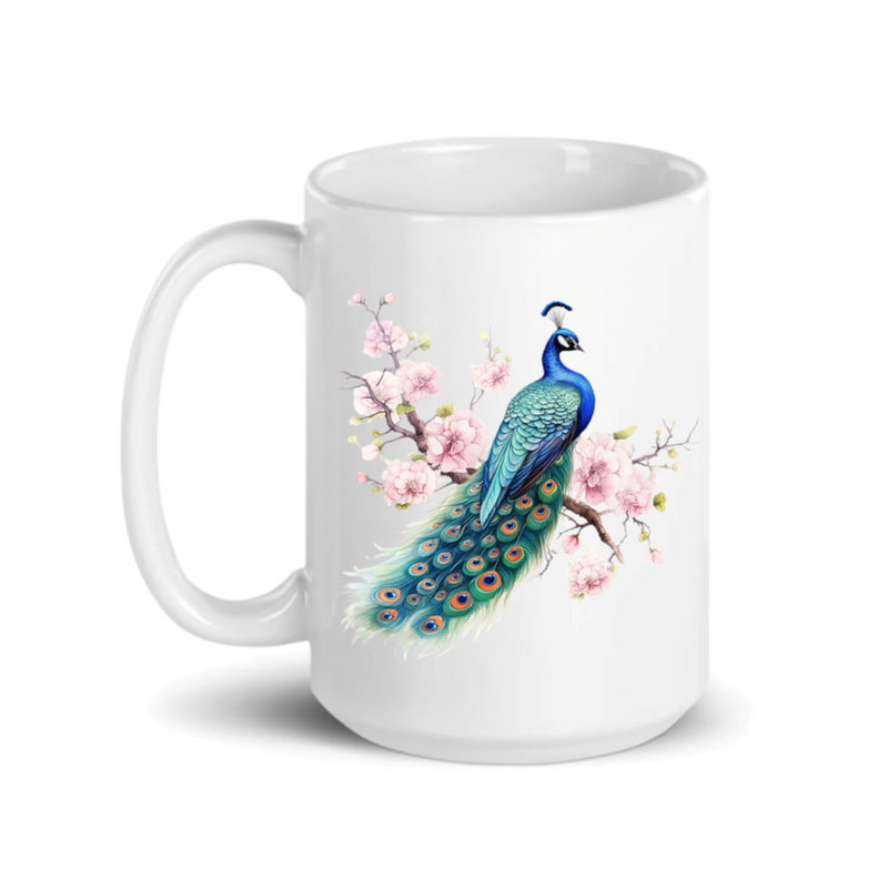 Peacock Ceramic Coffee Mug - 15oz