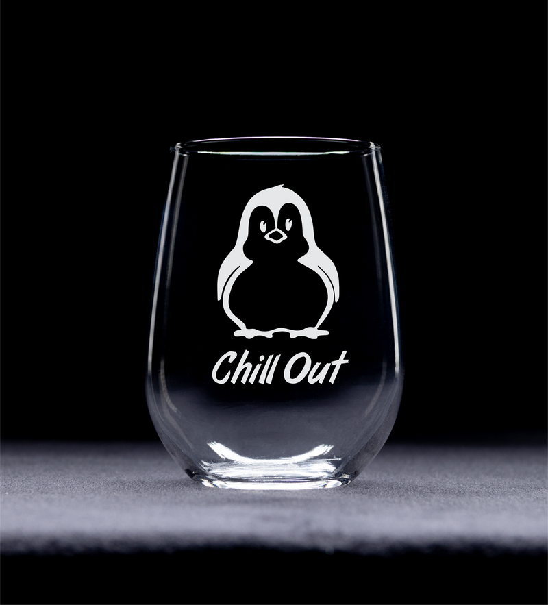 Chill Out Penguin Stemless Wine Glass, 17 oz. - 1 Piece -  Funny Penguin Gift for Men and Women