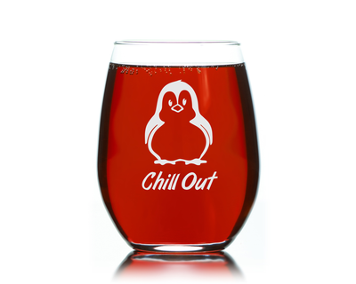 Chill Out Penguin Stemless Wine Glass, 17 oz. - 1 Piece -  Funny Penguin Gift for Men and Women