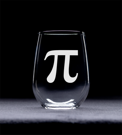 Pi Symbol Stemless Wine Glass, 17 oz.  - Math Themed Gift for Men and Women (Style P1)