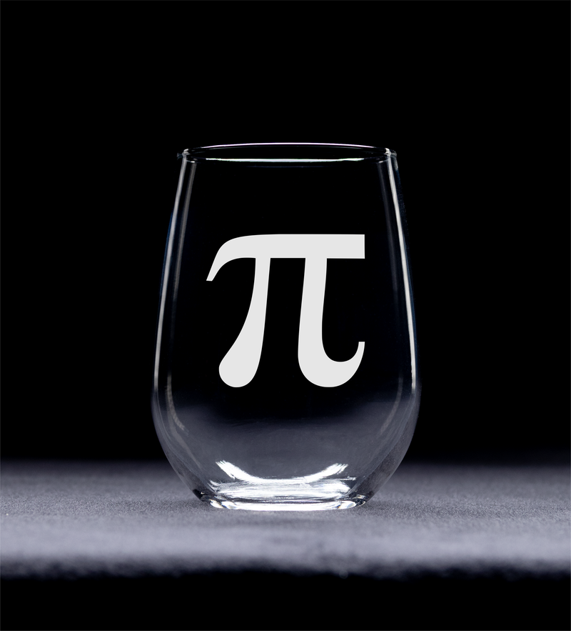 Pi Symbol Stemless Wine Glass, 17 oz.  - Math Themed Gift for Men and Women (Style P1)
