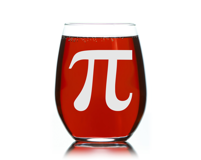 Pi Symbol Stemless Wine Glass, 17 oz.  - Math Themed Gift for Men and Women (Style P1)