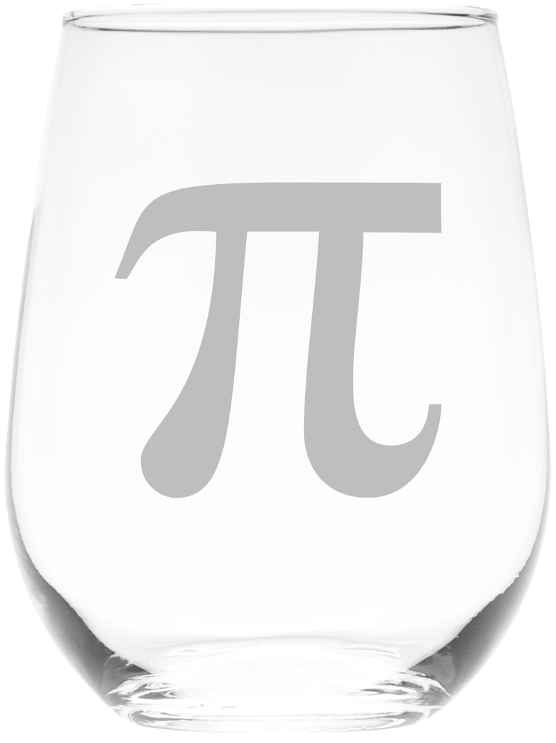 Pi Symbol Stemless Wine Glass, 17 oz.  - Math Themed Gift for Men and Women (Style P1)