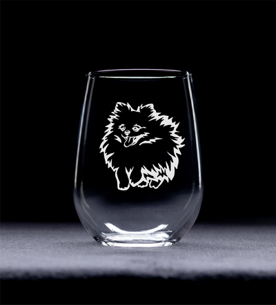 Pomeranian Themed, Dog Stemless Wine Glass - Dog Lover Gift for Men and Women - 17 oz.  (Style P2)