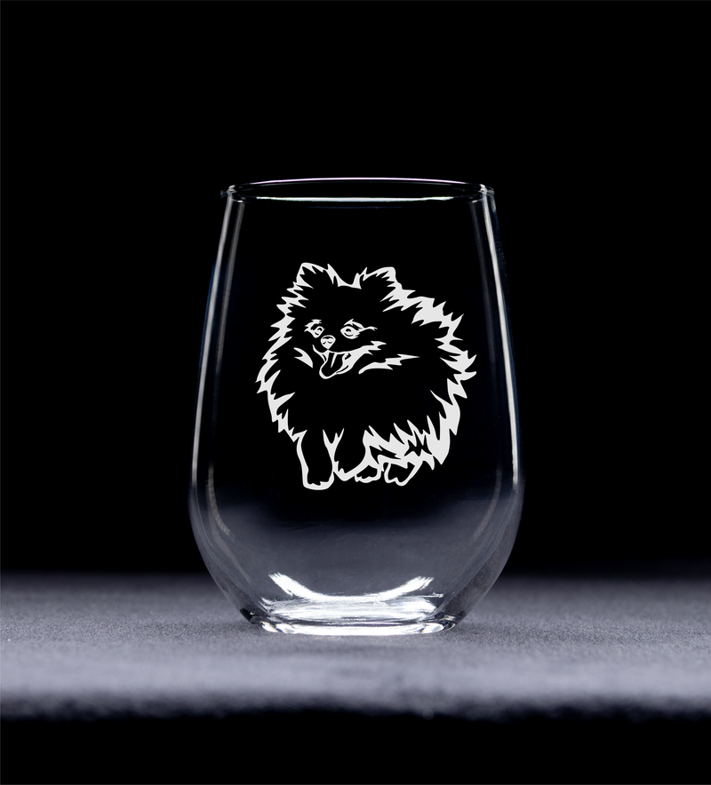 Pomeranian Themed, Dog Stemless Wine Glass - Dog Lover Gift for Men and Women - 17 oz.  (Style P2)