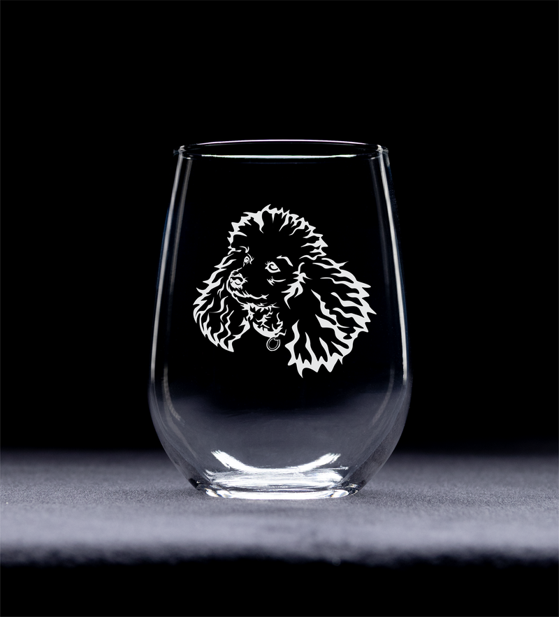 Poodle Themed, Dog Stemless Wine Glass, 17 oz. - Dog Gift for Men and Women  (Style P1)