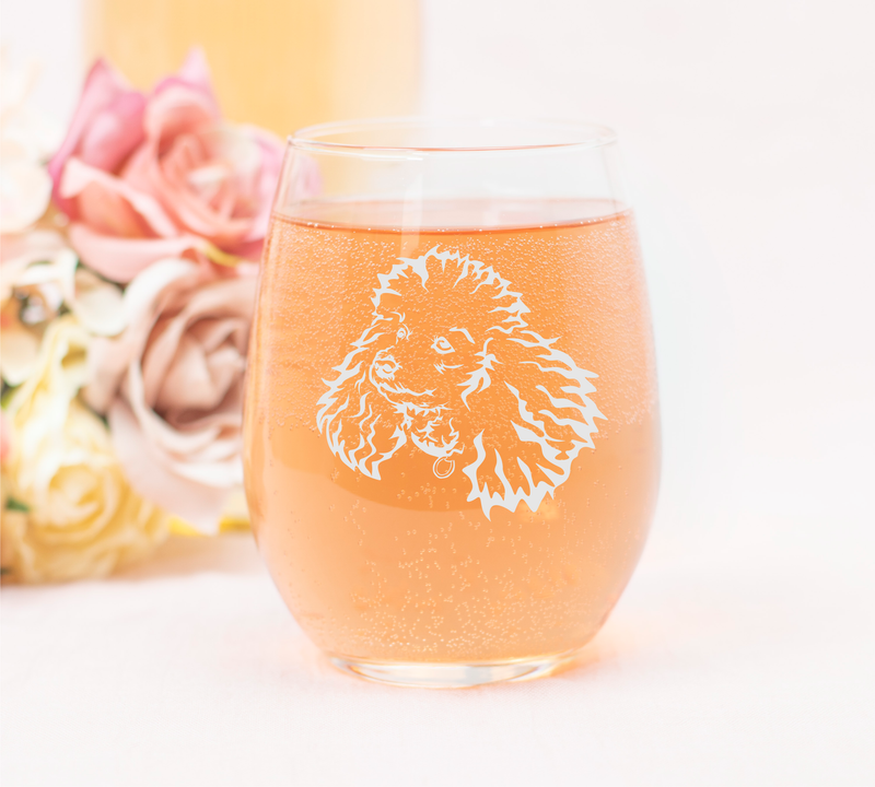 Poodle Themed, Dog Stemless Wine Glass, 17 oz. - Dog Gift for Men and Women  (Style P1)