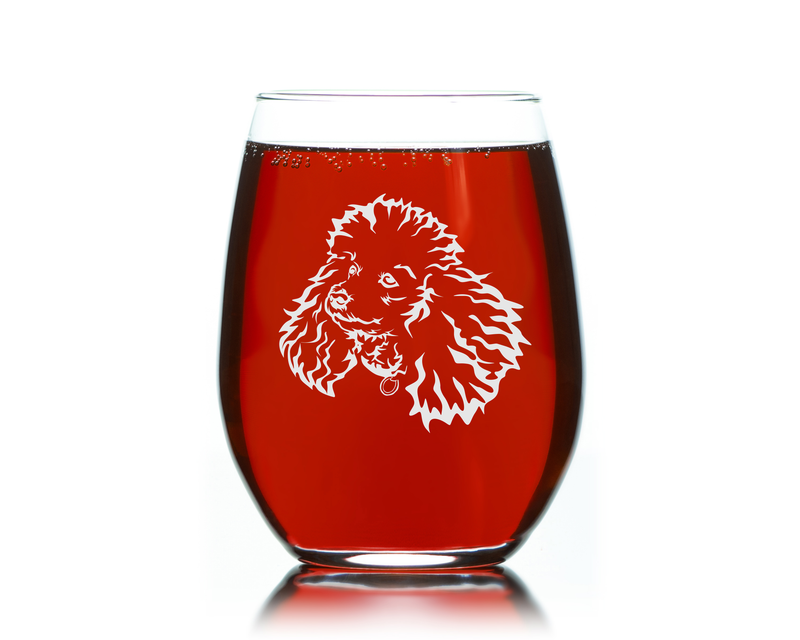 Poodle Themed, Dog Stemless Wine Glass, 17 oz. - Dog Gift for Men and Women  (Style P1)