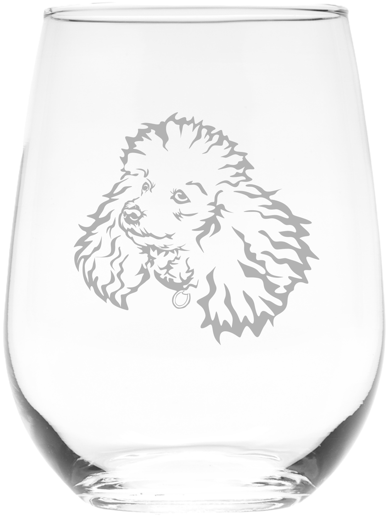 Poodle Themed, Dog Stemless Wine Glass, 17 oz. - Dog Gift for Men and Women  (Style P1)
