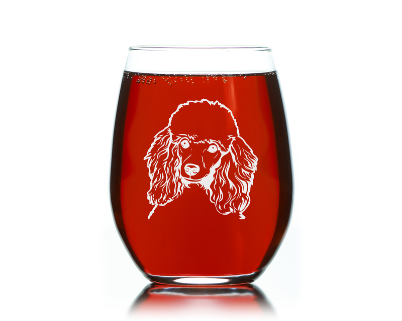 Poodle Themed, Dog Stemless Wine Glass - Dog Lover Gift for Men and Women - 17 oz.  (Style P3)