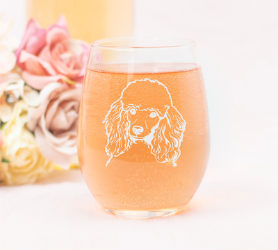 Poodle Themed, Dog Stemless Wine Glass - Dog Lover Gift for Men and Women - 17 oz.  (Style P3)