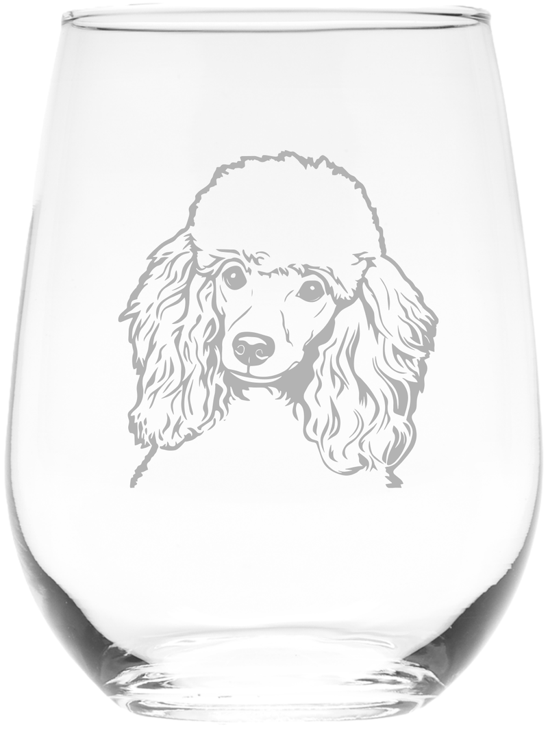 Poodle Themed, Dog Stemless Wine Glass - Dog Lover Gift for Men and Women - 17 oz.  (Style P3)