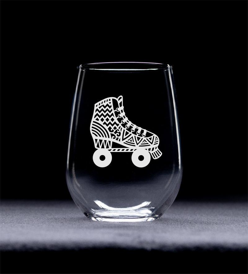 Roller Skate Stemless Wine Glass Roller Skate Themed Gift for Men and Women - 17 oz.