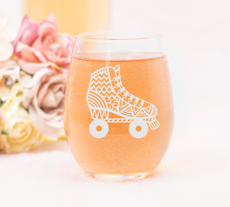 Roller Skate Stemless Wine Glass Roller Skate Themed Gift for Men and Women - 17 oz.