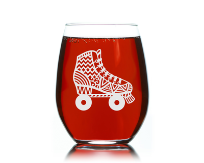 Roller Skate Stemless Wine Glass Roller Skate Themed Gift for Men and Women - 17 oz.