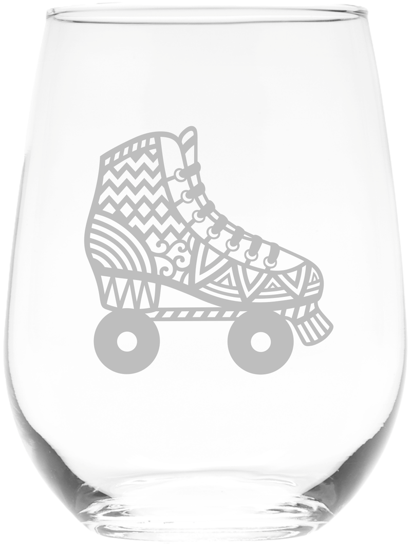 Roller Skate Stemless Wine Glass Roller Skate Themed Gift for Men and Women - 17 oz.