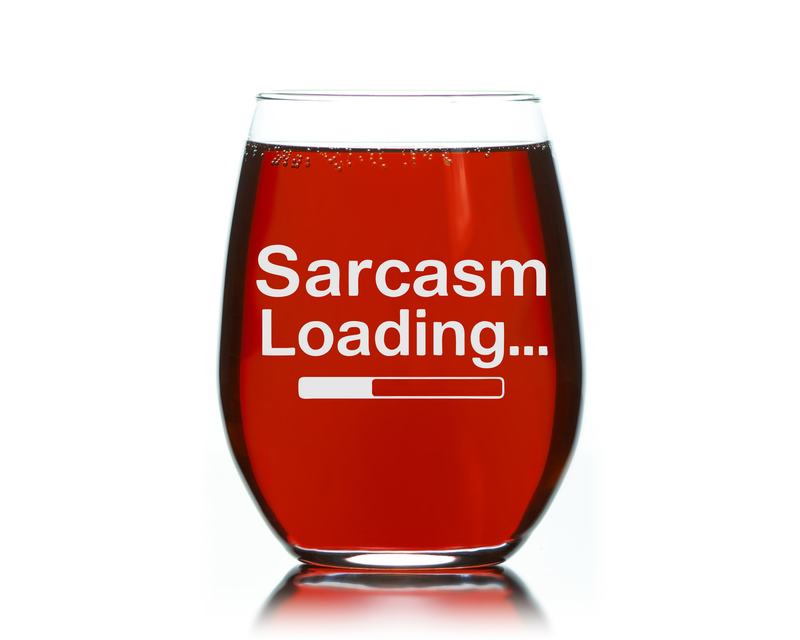 Sarcasm Loading Funny Stemless Wine Glass for Women and Men - 17 oz. (Style S2)