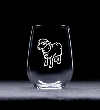 Sheep Stemless Wine Glass - Sheep Themed Gift for Women and Men -  17 oz.