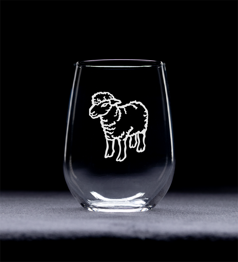 Sheep Stemless Wine Glass - Sheep Themed Gift for Women and Men -  17 oz.