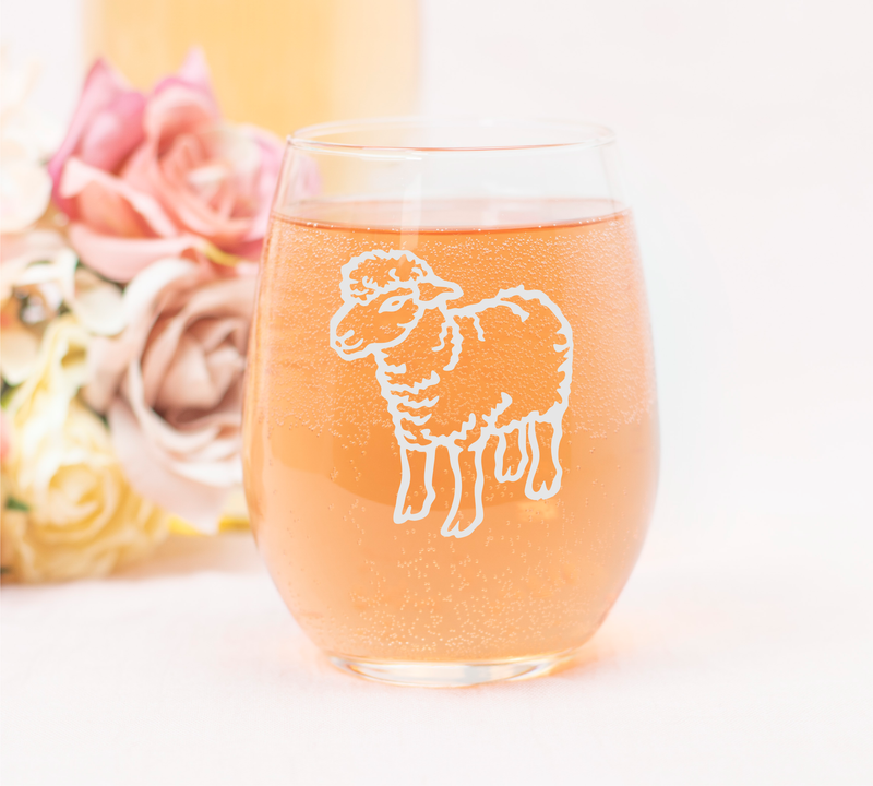 Sheep Stemless Wine Glass - Sheep Themed Gift for Women and Men -  17 oz.