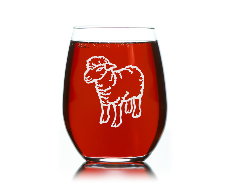 Sheep Stemless Wine Glass - Sheep Themed Gift for Women and Men -  17 oz.