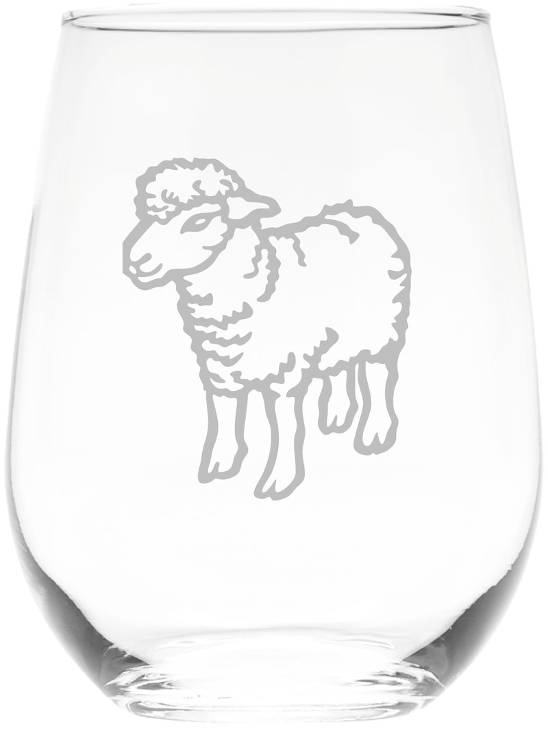 Sheep Stemless Wine Glass - Sheep Themed Gift for Women and Men -  17 oz.