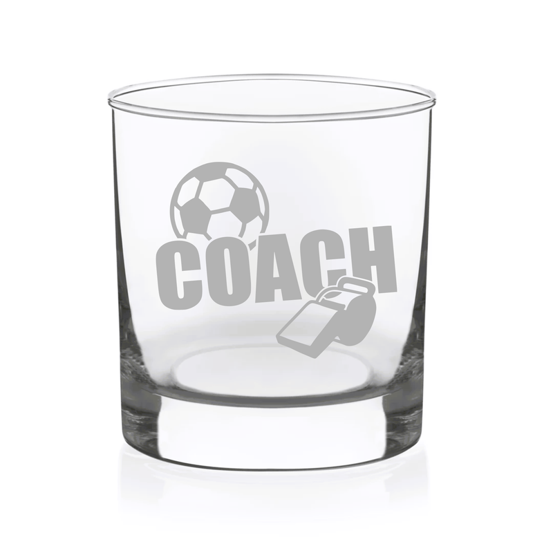 Soccer Coach Whiskey Rocks Glass - Soccer Coach Themed Gift for Men - 11 oz.