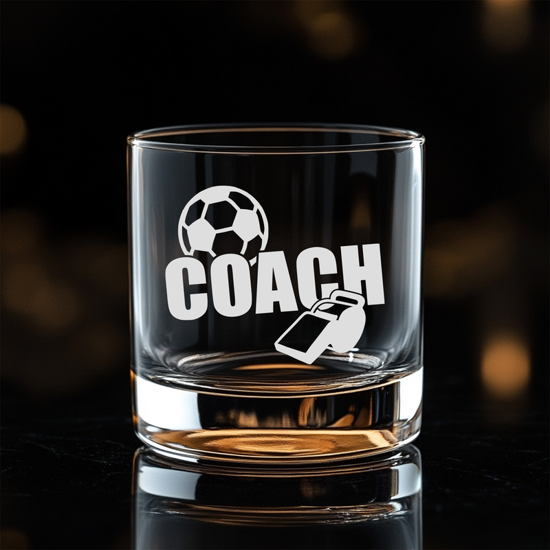 Soccer Coach Whiskey Rocks Glass - Soccer Coach Themed Gift for Men - 11 oz.
