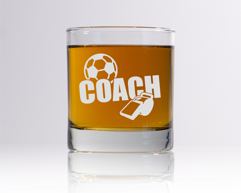 Soccer Coach Whiskey Rocks Glass - Soccer Coach Themed Gift for Men - 11 oz.