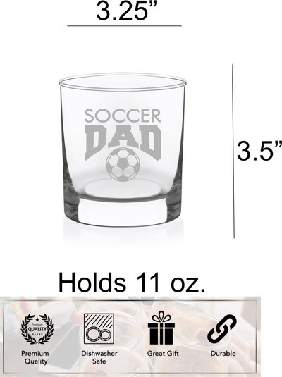 Soccer Dad Whiskey Rocks Glass - Soccer Dad Themed Gift for Men - 11 oz.