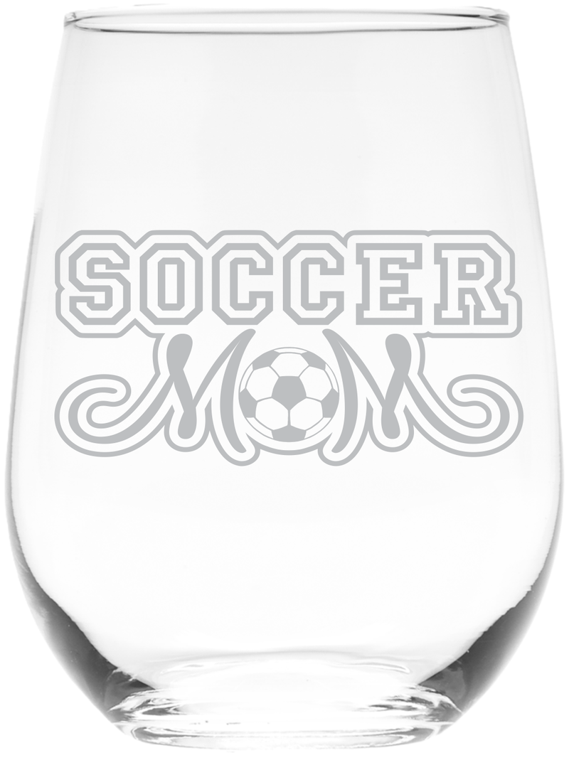 Soccer Mom Stemless Wine glass, 17 oz. - Soccer Mom Themed Gift for Women