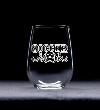 Soccer Mom Stemless Wine glass, 17 oz. - Soccer Mom Themed Gift for Women