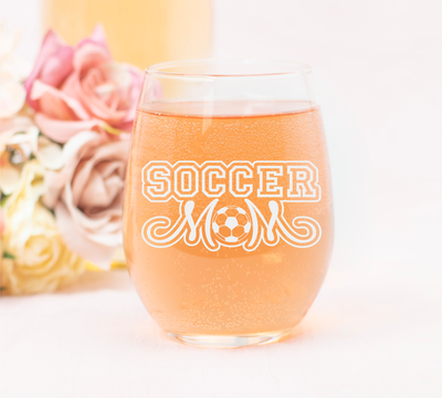 Soccer Mom Stemless Wine glass, 17 oz. - Soccer Mom Themed Gift for Women