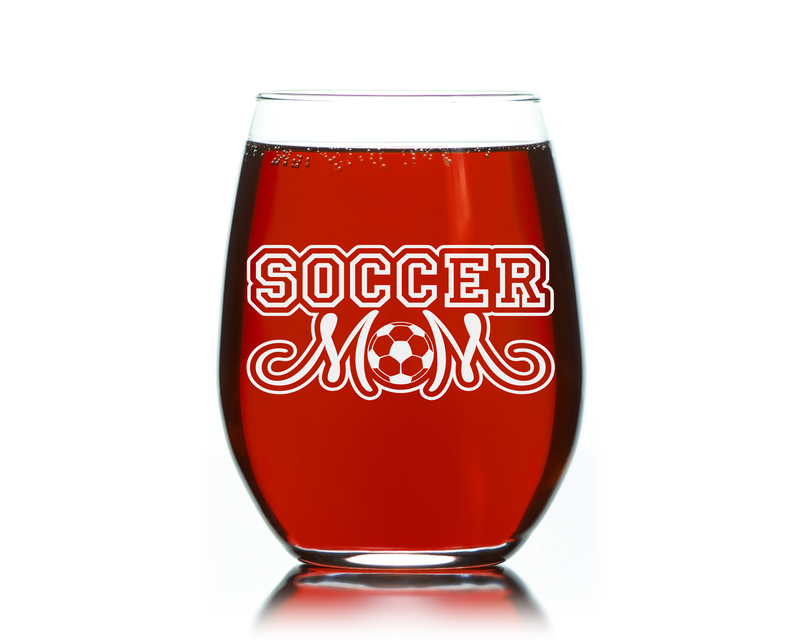 Soccer Mom Stemless Wine glass, 17 oz. - Soccer Mom Themed Gift for Women