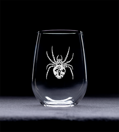 Spider Stemless Wine Glass - Spider Themed Gifts for Men and Women - 17 oz. (Style S1)