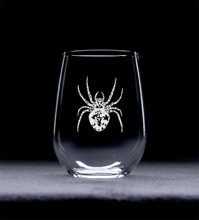 Spider Stemless Wine Glass - Spider Themed Gifts for Men and Women - 17 oz. (Style S1)