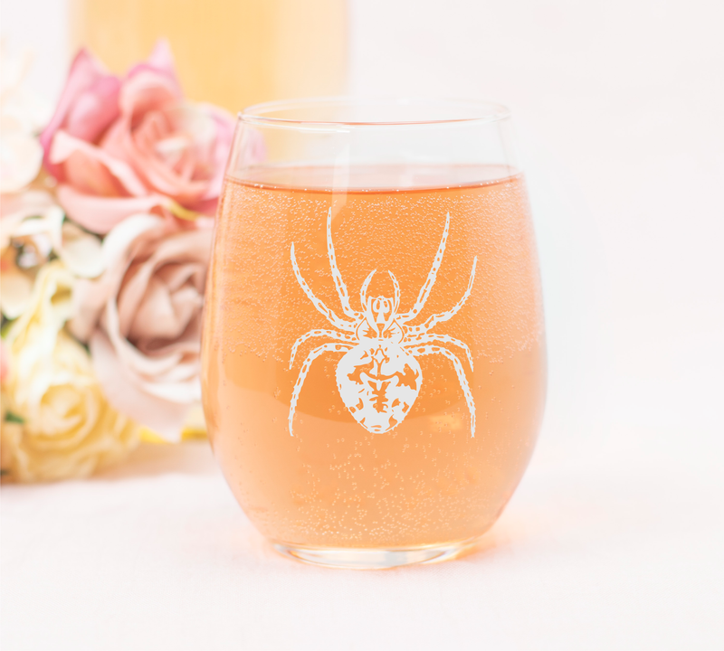 Spider Stemless Wine Glass - Spider Themed Gifts for Men and Women - 17 oz. (Style S1)