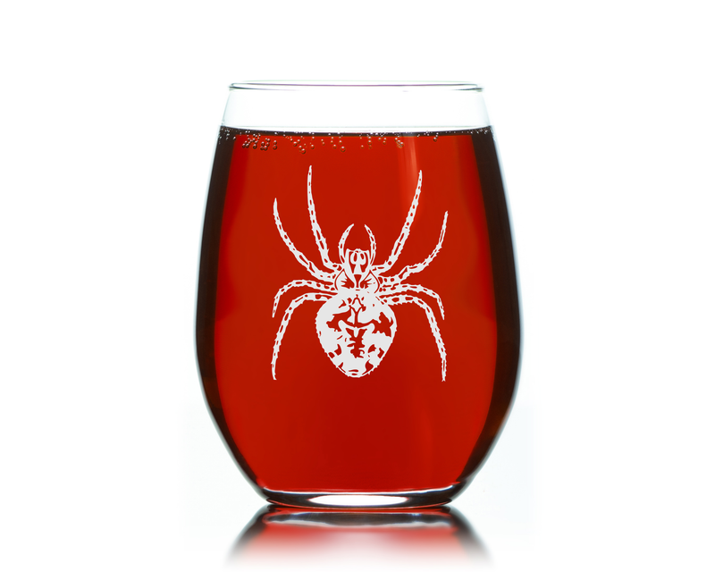 Spider Stemless Wine Glass - Spider Themed Gifts for Men and Women - 17 oz. (Style S1)