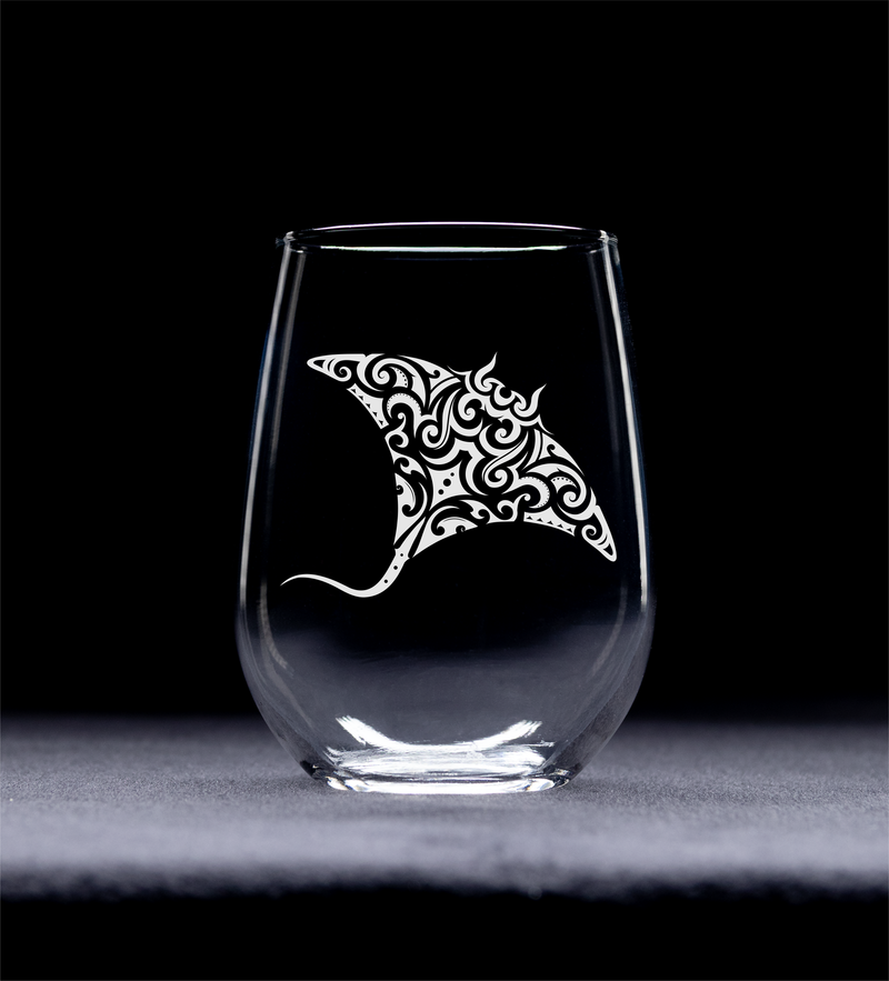 Stingray Stemless Wine Glass - Stingray Themed Gift for Men and Women -  17 oz.