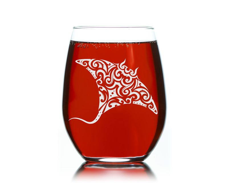 Stingray Stemless Wine Glass - Stingray Themed Gift for Men and Women -  17 oz.