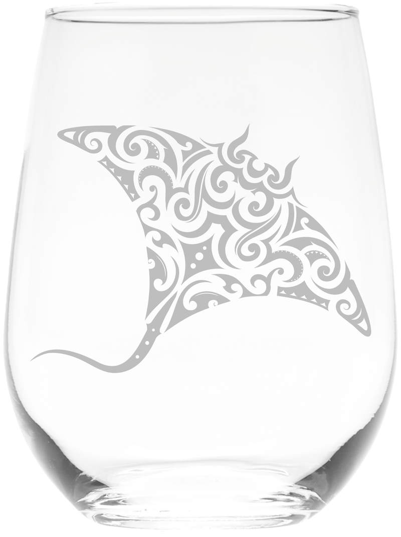 Stingray Stemless Wine Glass - Stingray Themed Gift for Men and Women -  17 oz.