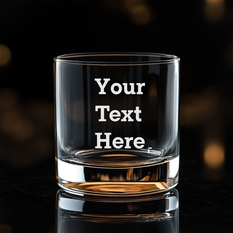 Custom Text 11 oz. Whiskey Rocks Glass - Personalized Gift for Women and Men