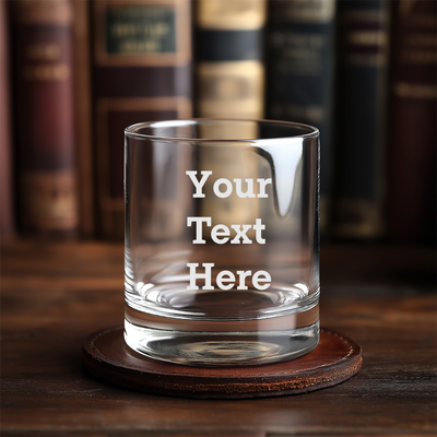 Custom Text 11 oz. Whiskey Rocks Glass - Personalized Gift for Women and Men