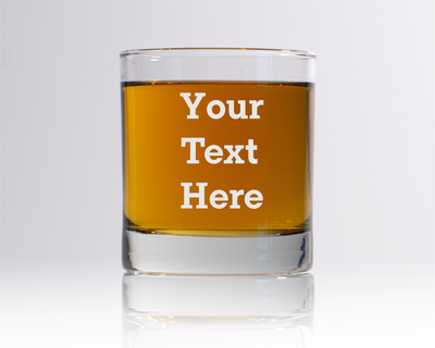Custom Text 11 oz. Whiskey Rocks Glass - Personalized Gift for Women and Men