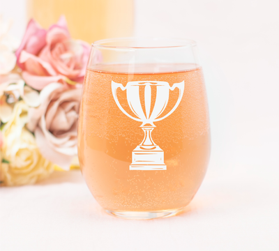 Trophy Design Stemless Wine Glass - Gift for Men and Women - 17 oz.
