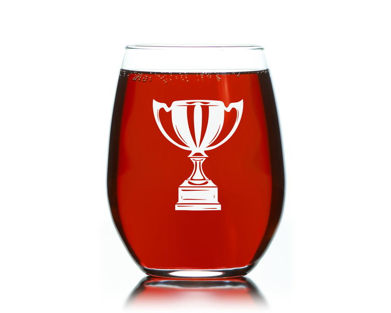 Trophy Design Stemless Wine Glass - Gift for Men and Women - 17 oz.