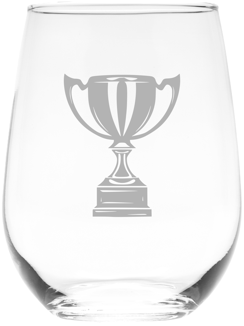 Trophy Design Stemless Wine Glass - Gift for Men and Women - 17 oz.