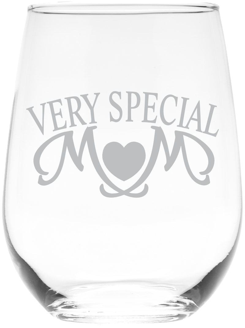 Very Special Mom 17 oz. Stemless Wine Glass - Mom Themed Gift for Women